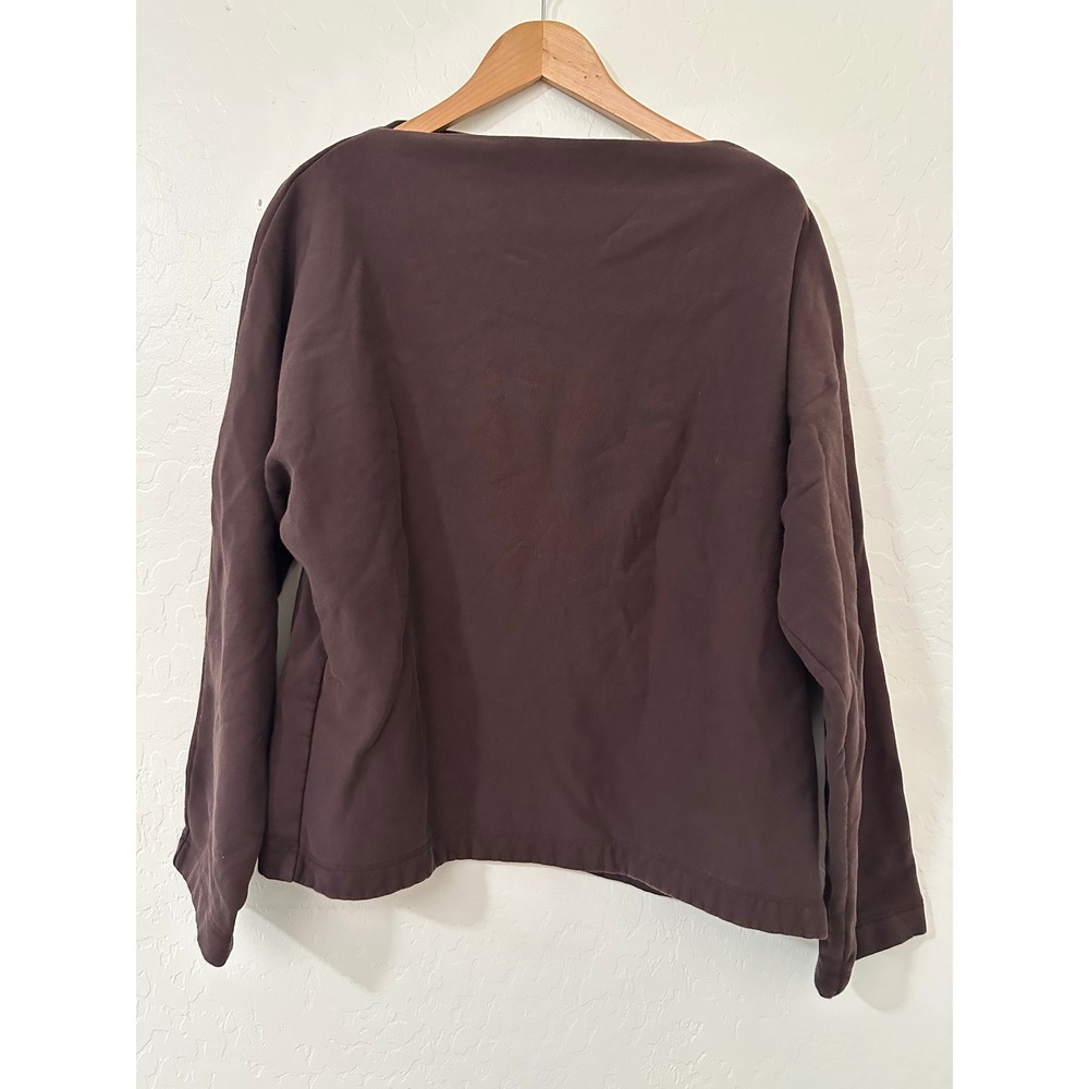 MM LaFleur Brown Cotton Boatneck Sweatshirt Womens L Pullover Minimalist Longe